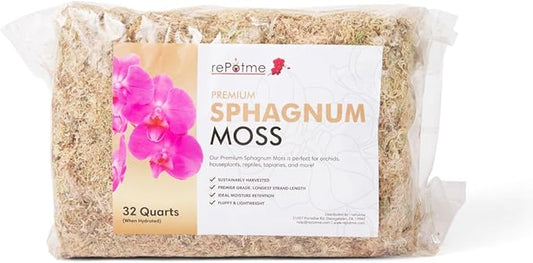 rePotme Premium Organic Sphagnum Moss, Orchid Moss - 32 Quarts (When Hydrated)