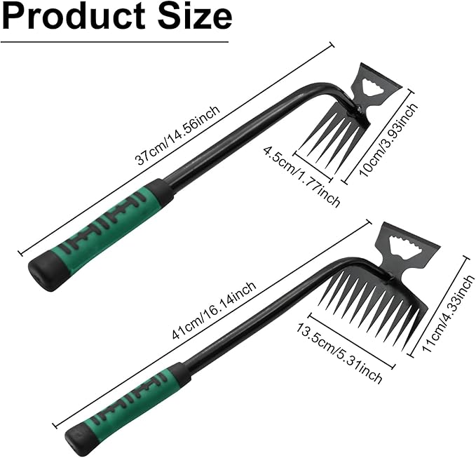 2 Pack Uprooting Weed Pulling Tools,Garden Hand Weeder Tools, Manual Multifunctional Weeders Gardening Tools for Yard and Garden(5Tines+8Tines)