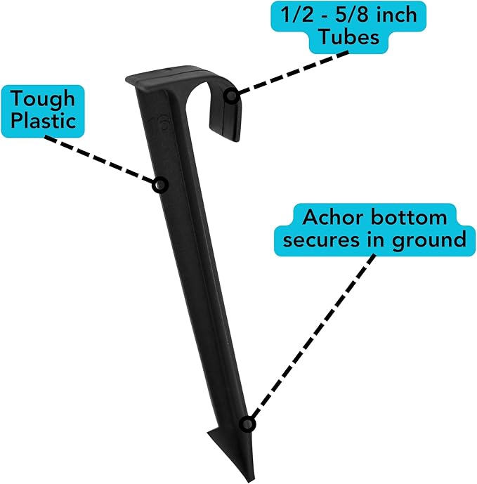 1/2-Inch Irrigation Tubing Hold-Down Anchor Stakes, 1 x 6-Inch, 32-Pack for Garden Ground Securing Hoses