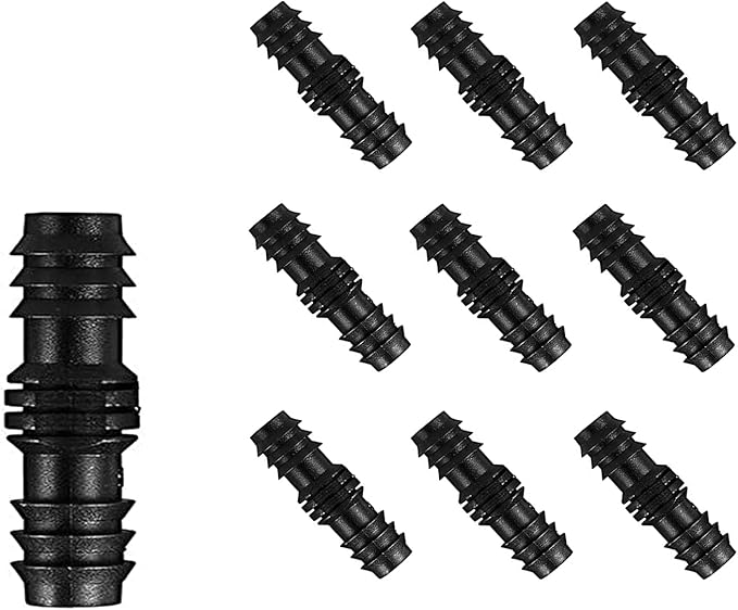 BEADNOVA Drip Irrigation Parts 10 Pcs 1/2 Inch Barbed Straight Couplings Drip Irrigation Fittings Drip Line Connectors for 1/2 Inch Irrigation Tubing Garden Watering System (10pcs)