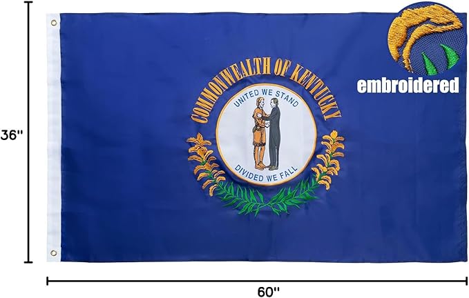 TOPFLAGS Kentucky State Flag 3x5 Outdoor KY Kentucky Flags Double Sided Embroidered Longest Lasting Heavy Duty Polyester Stronger Brass Grommets 4 Stitched Hemming Perfect for Outside