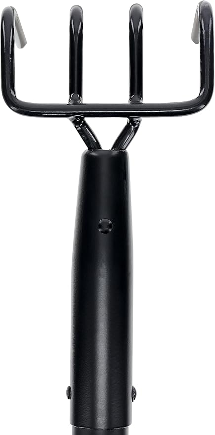 Hooyman 4-Tine Cultivator with Heavy Duty Carbon Steel Construction, No-Slip H-Grip Handles for Gardening, Land Management, Yardwork, Farming, and Outdoors