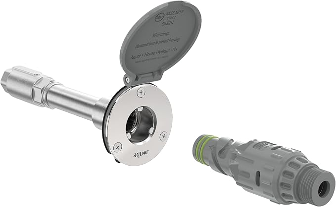 Aquor House Hydrant V1+ Frost Free Wall Hydrant Outdoor Faucet with Quick-Connect and Anti-Siphon, Freeze Proof Flush Hose Bib, 6 inch, Slate Gray