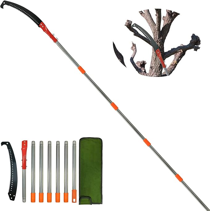 Pole Saws for Tree Trimming, Manual Pole Saws 10.5 Feet Extension Pole Tree Trimmer Cut Tree Branch Garden Tools Loppers Hand Pruning Saws for Sawing and Shearing