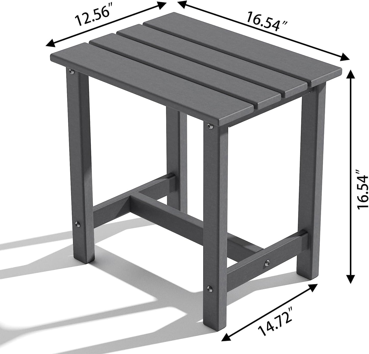 Adirondack Outdoor Side Table, Weather-Resistant/Easy Maintenance Patio Side Table for Backyard, Pool & Porch, Patio End Table Durable & Stylish, 1-Tier, Grey