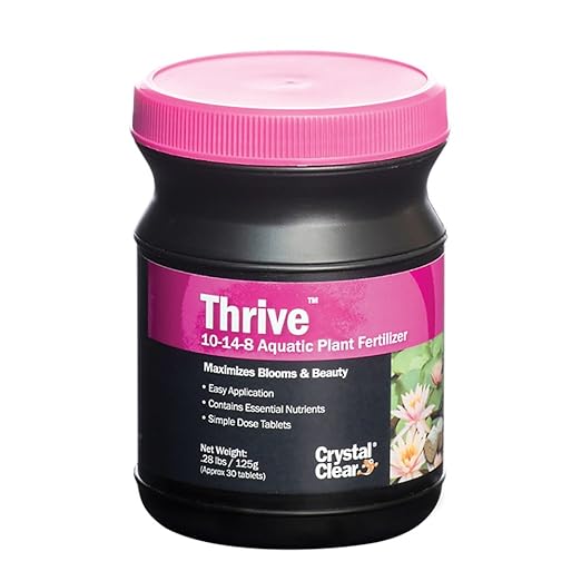 CrystalClear Thrive Aquatic Pond Plant Food, Fish Safe Water Garden Fertilizer, Nutrients Boost Lily & Lotus Flower Bloom & Root Growth, 30 Tablets