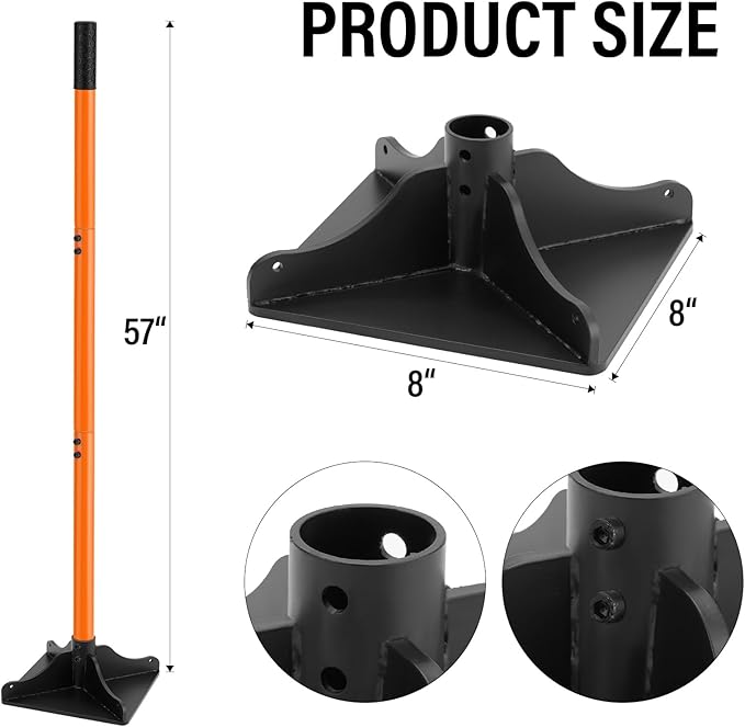 Suranew Soil Tamper Tool with 56 inch Handle 8"x8" Garden Heavy Duty Ideal Tool for Ground and Garden Compaction