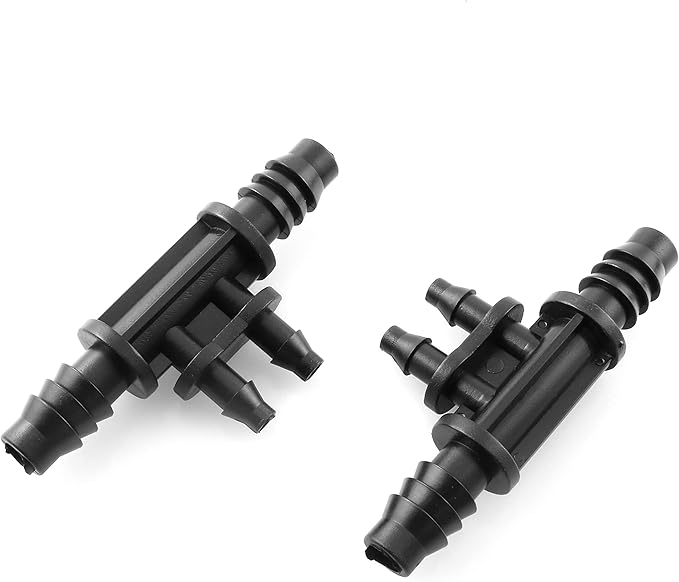 RLECS 6pcs 3/8 Inch to 1/4 Inch Greenhouse Drip Irrigation Water 4 Way Splitter for 4 mm Drip Hose Gardening Water Irrigation Fittings, Black