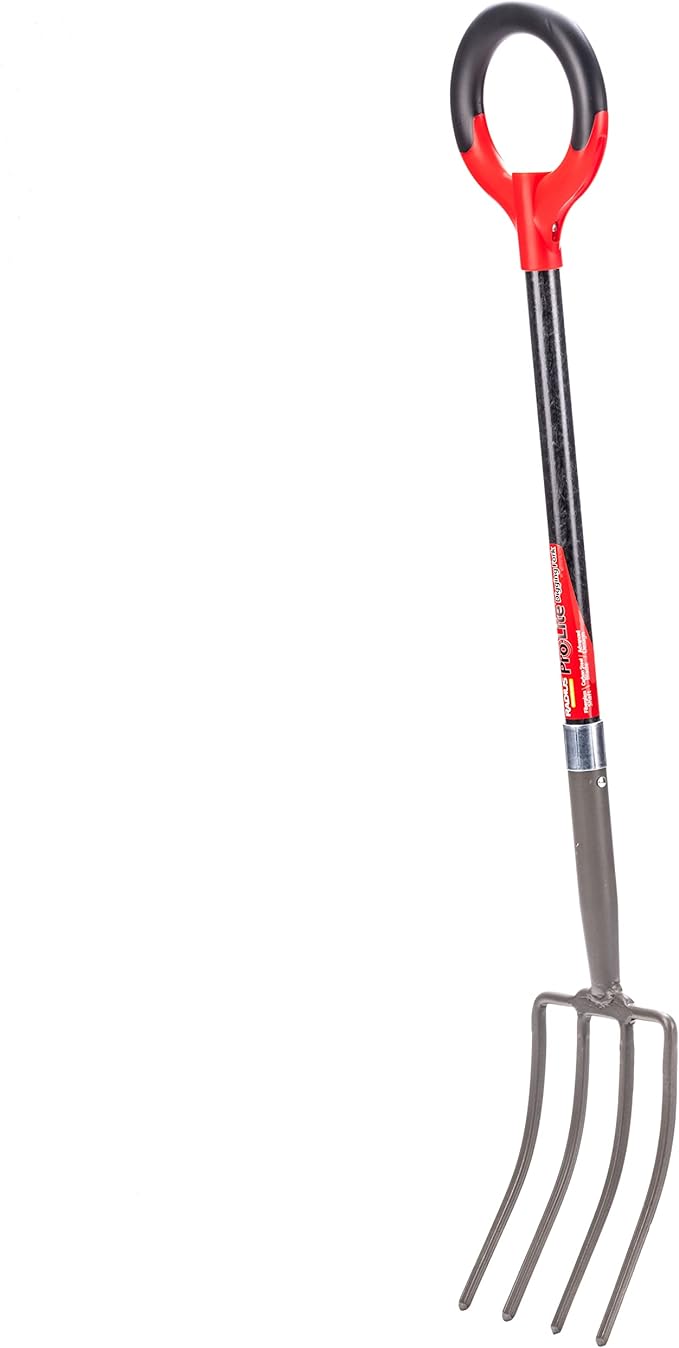 Radius Garden 25311 Pro-Lite Ergonomic Carbon Steel Digging Fork, Red