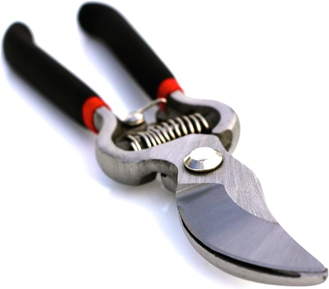 GARDEN GURU Classic Bypass Pruning Shears Clippers – Heavy Duty Forged Steel Garden Pruners – Safety Lock – Non Slip Comfort Grips – Cuts up to 1” Diameter – Professional Bypass Pruners for Gardening