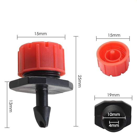 100 Pcs 360 Degree Adjustable Irrigation Drippers Sprinklers, 1/4 Inch Emitters Drip for Watering System Drip Irrigation System Gardens Lawn