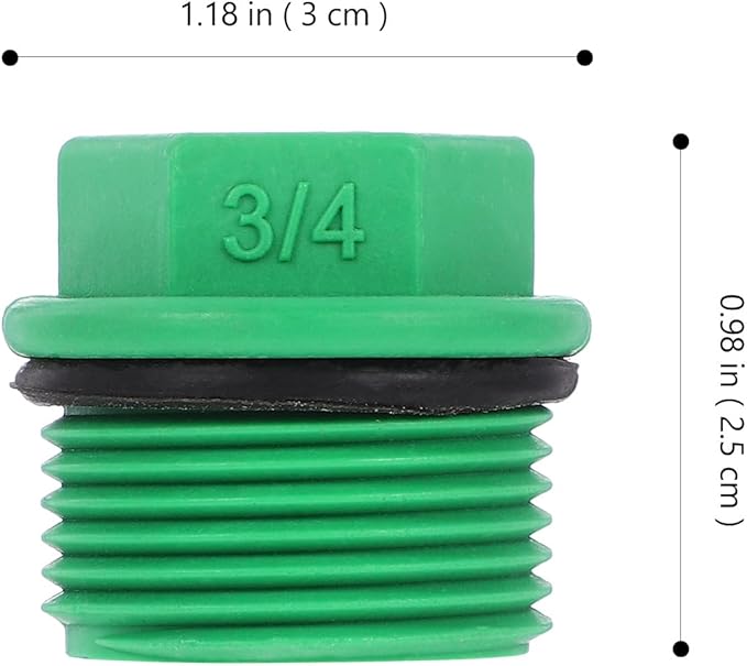 Baluue 10pcs Garden Hose Plugs and Caps, 3/4" Plastic Tubing Stoppers, Green Ppr Material, Prevents Leakage, Ideal for Garden Irrigation and Water Supply