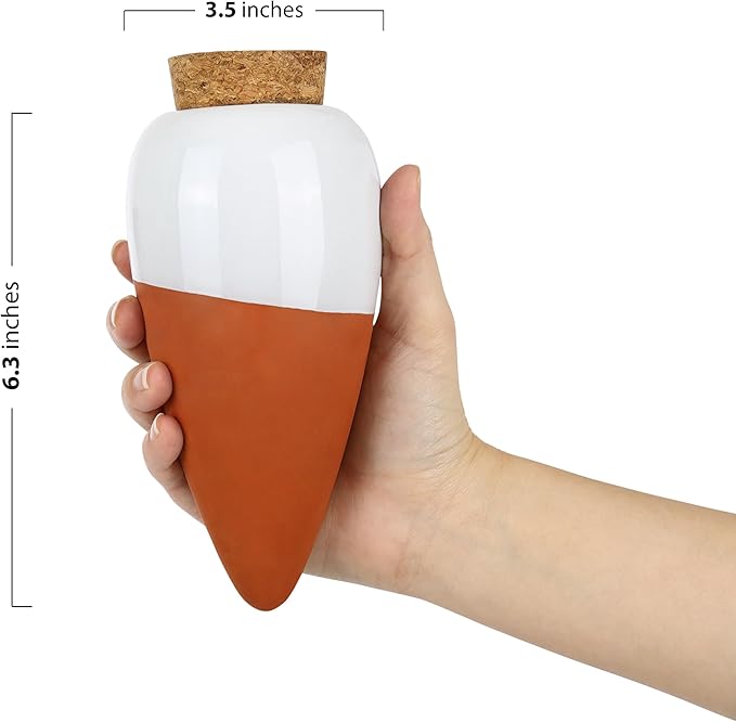 Plant Self Watering Globes - Terracotta Watering Spikes - Slow Release Olla Pots - Holds 16 oz - Drip Irrigiation Olla System - Bonus Garden Shears