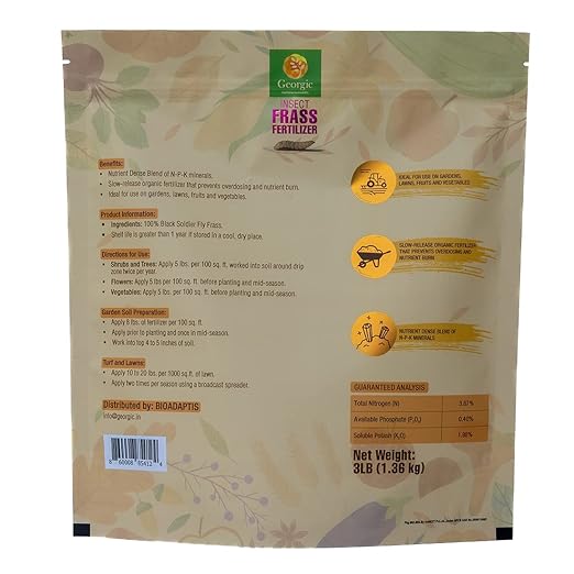 Insect Frass Fertilizer for Soil Amendment, All-Purpose Organic House Plant Food and Fertilizer- 3 Pound