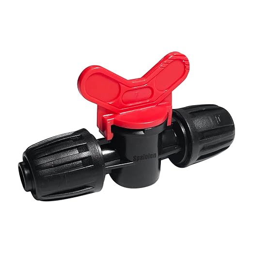 5 Pack 1/2 Inch Drip Irrigation Fittings Shut Off Valve for 1/2 Inch Drip Irrigation Tubing (1/2" ID x 0.60"-0.65" OD), Anti-Leak 1/2'' Drip Line Barbed Ball Valve Coupling Valve for Most 1/2" Tubing