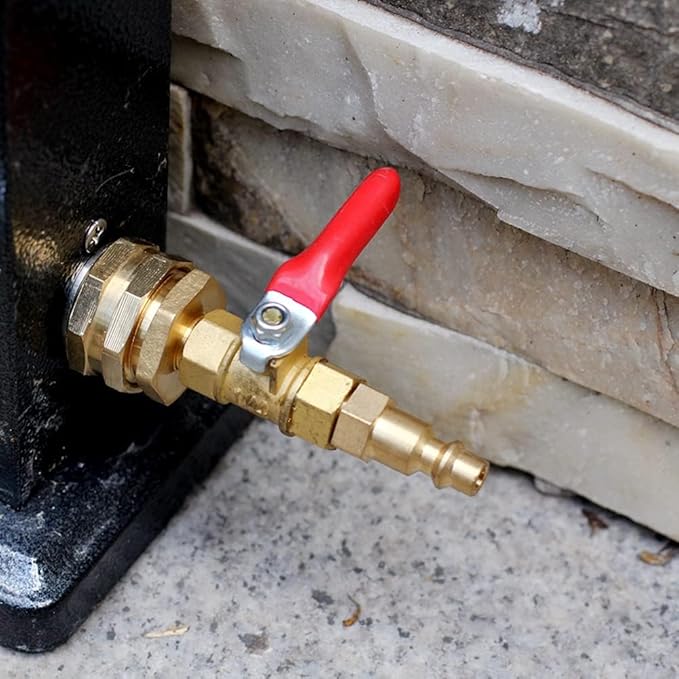 RV Winterize Blowout Adapter with 1/4" Quick Connect Plug and 3/4" Garden Water Hose Threading for Boat Camper Trailer Sprinkler Systems Irrigation Kit Fitting (With Valve 4PCS)