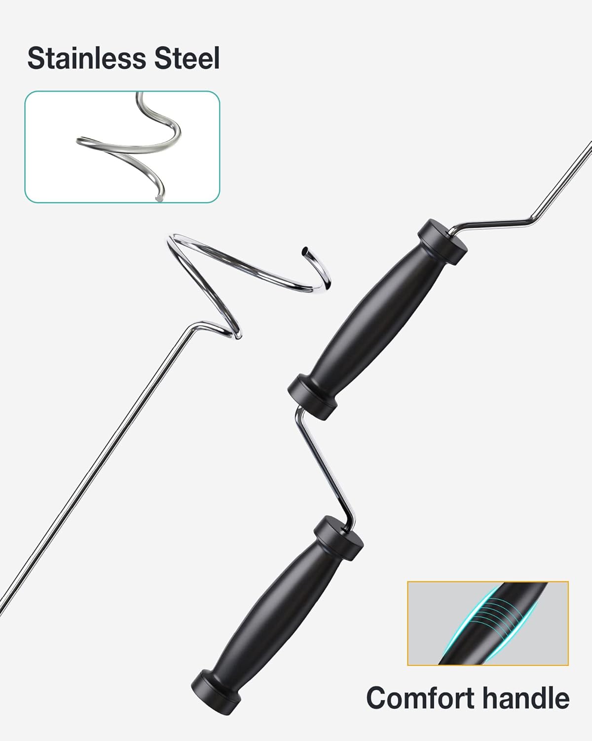 EJWOX Stainless Steel Compost Aerator Tool - Manual Turner & Mixer for Compost Tumblers and Bins | Faster Decomposition, Rust-Proof