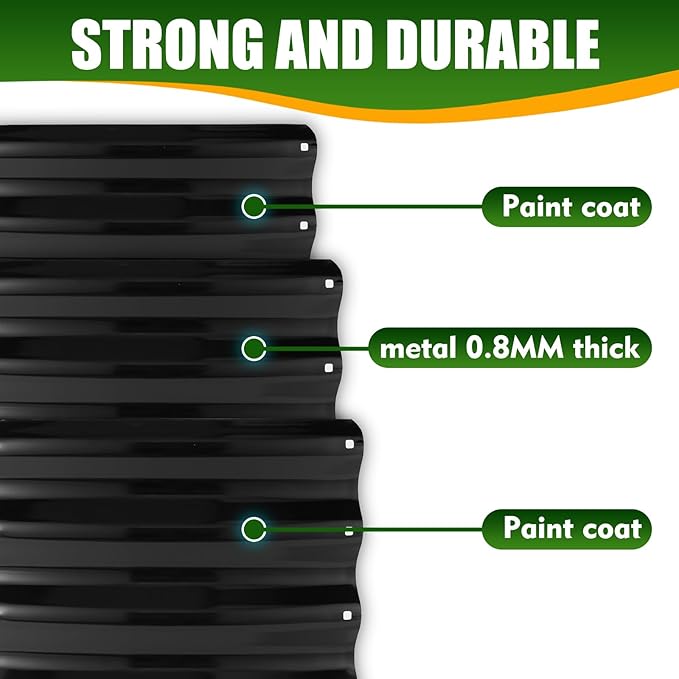 17" Tall Elevated Round Metal Rised Garden Bed- 2.7'x2.7' in Size and 0.8MM Thick Durable Planter Box for Vegetables Flowers Succulent at Patio/Garden Outdoor (Black, 2.7FT Diameter)