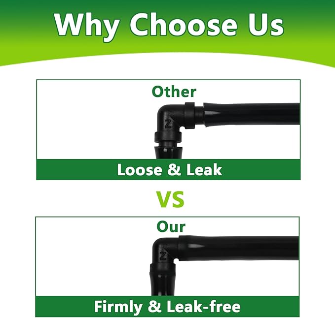 Drip Irrigation Fittings Kit for 1/4" Tubing, 90 Pieces Drip Line Connectors for Drip Systems - 30 Couplings, 20 Tees, 20 Elbows, 20 End Plugs, Drip Irrigation Parts for 1/4 Inch Drip Hose