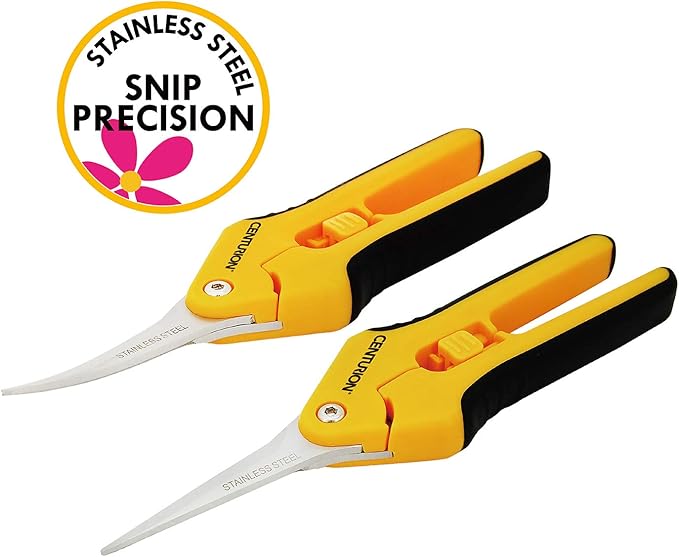 Centurion 201 Hand Pruner Shears, 2-Piece Set, 6½" Straight & Upward Curved Stainless Steel Blades, Hardened & Precision Ground, Ideal for Indoor and Outdoor Gardening, Trimming, and Precision Cutting