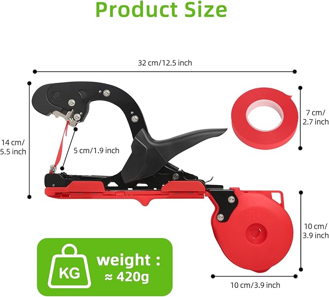 Plant Tying Machine, Plant Tape Gun, Lightweight Plant Tying Tape Tool to Tie Up Vine Quickly, with 20 Rolls of Tapes+10000pcs Staples, for Vegetable Grape Cucumber Tomato Flower and Pepper