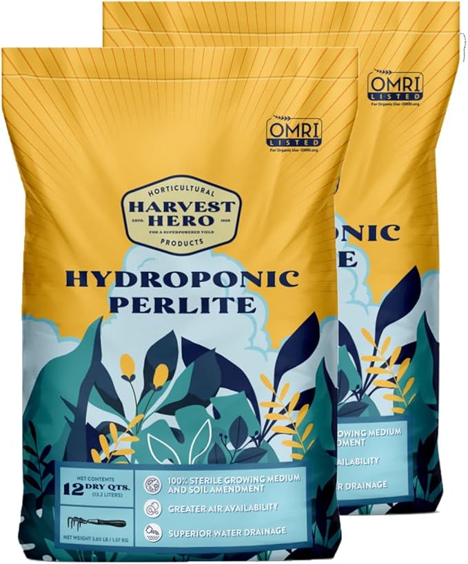 Perlite Horticultural Soil Amendment – Enhances Drainage and Aeration for Plants, Ideal for Root Cuttings, Seedlings, and Hydroponic Systems, OMRI-Listed, 100% Organic (24 QT)