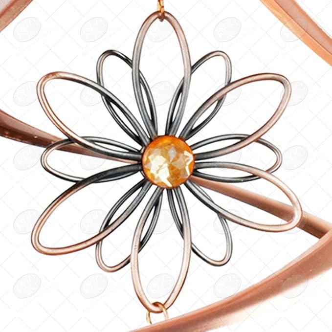 Red Carpet Studios 31041 Cosmix Wind Spinner Double Helix, 14-inch Long, Copper W/Flower & Crystal