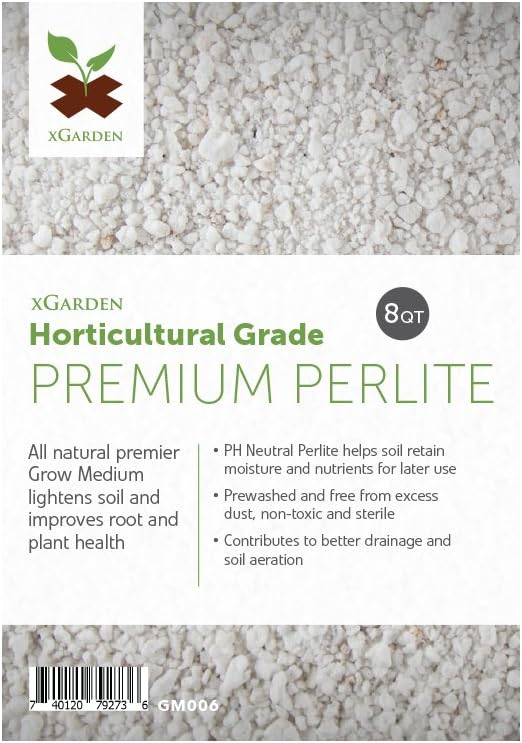 xGarden 8 Quarts Horticultural Grade Premium Perlite - Coarse and Chunky
