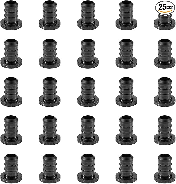 25-Pack EFIELD Pex Fittings Poly PPSU Barb Crimp 1/2-inch Plug (End Cap) For Pex Tubing, (1/2-inch)