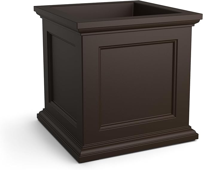 Mayne Fairfield 28in Square Planter - Espresso - Durable Resin Planter (8800-ES)
