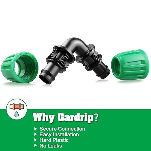 Drip Irrigation 1/2" Elbow Fittings：1/2 Inch Drip Line Lock Barbed 90 Degree Elbow Connectors for 1/2 Drip Irrigation Tubing (1/2" ID x 0.640" OD) Anti-Drop Drip Irrigation Parts (12 Pieces)