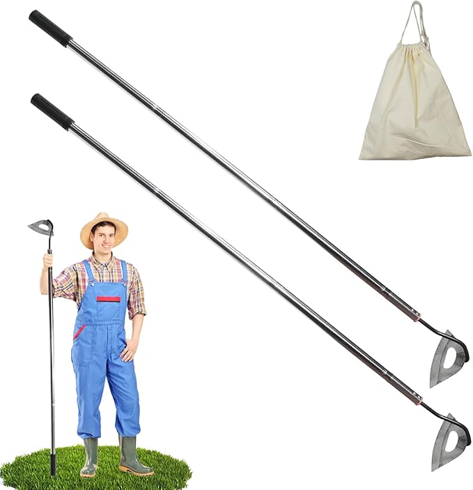 Hoe Garden Tool,All-Steel Hardened Hollow Hoe Heavy Duty Action Hoe with 55 Inch Adjustable Handle Scuffle Garden Hula Hoe with Rake for Backyard Weeding,Farm Planting (2 Pack Long Handle Hoe)
