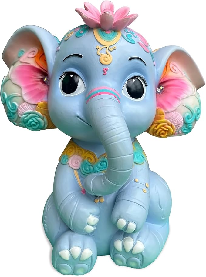 Solar Garden Outdoor Statue Elephant with 4 LED Lights,Lawn Decor Statue for Patio, Balcony,Yard Ornament,Ideal Gift for Christmas,Women,Mom,Grandma,Birthday or Unique Housewarming