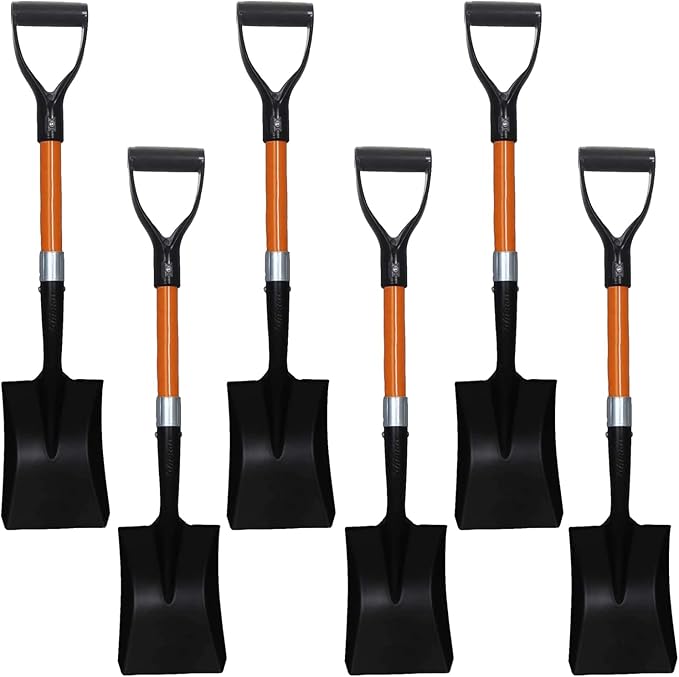 Ashman Short Handle Transfer Shovel (6 Pack) Kids Beach Shovel, Shovel for Digging 27-inch with Sturdy Blade, Small Garden Shovel, Kids Snow Shovel, Shovels for Gardening with D- Handle Gardening Tool
