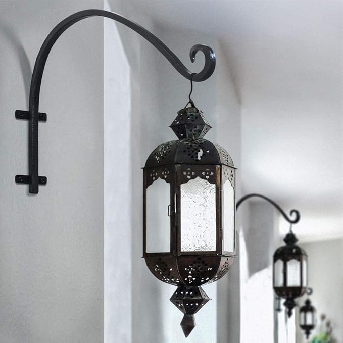 AJART Plant Hanger Bracket Outdoor: 16-Inch Metal Bird Feeder Wall Hooks - 2 Pieces Heavy Duty Plant Hanger Hook for Hanging Flower Baskets