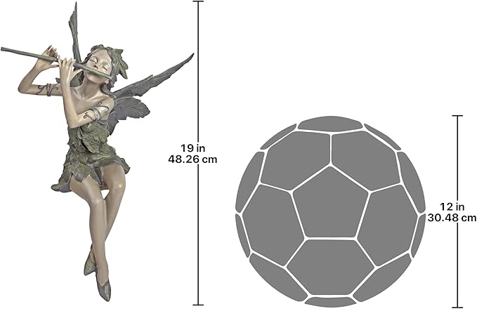 Design Toscano Fairy of the West Wind Shelf Sitting Garden Statue, 19 Inch Tall, Cast Stone Resin, Two Tone Stone Finish