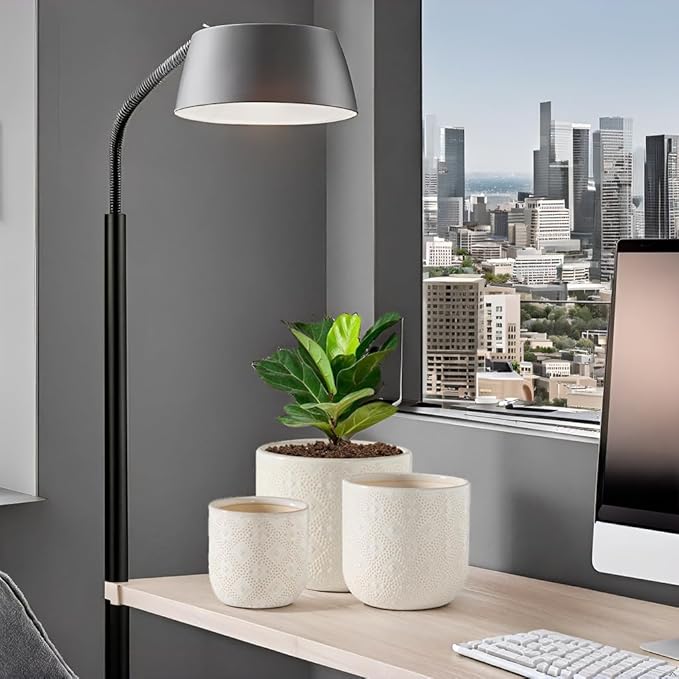 Docrin Ceramic Plant Pots Indoor：6.5+5.3+4 Inch Planters with Drainage Holes for Home/Office - Set of 3 / White