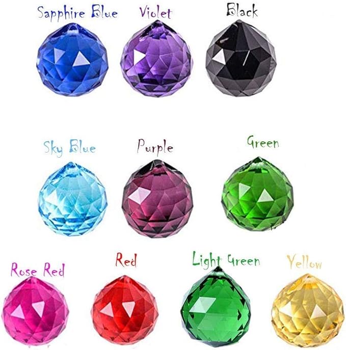 MerryNine 40mm Mixed Colorful Crystal Ball Prism with Drilled Hole Sun Shine Catcher Rainbow Pendants Maker, Hanging Crystals Prisms for Windows, for Feng Shui, for Gift(PrismBall-40mm Colorful)