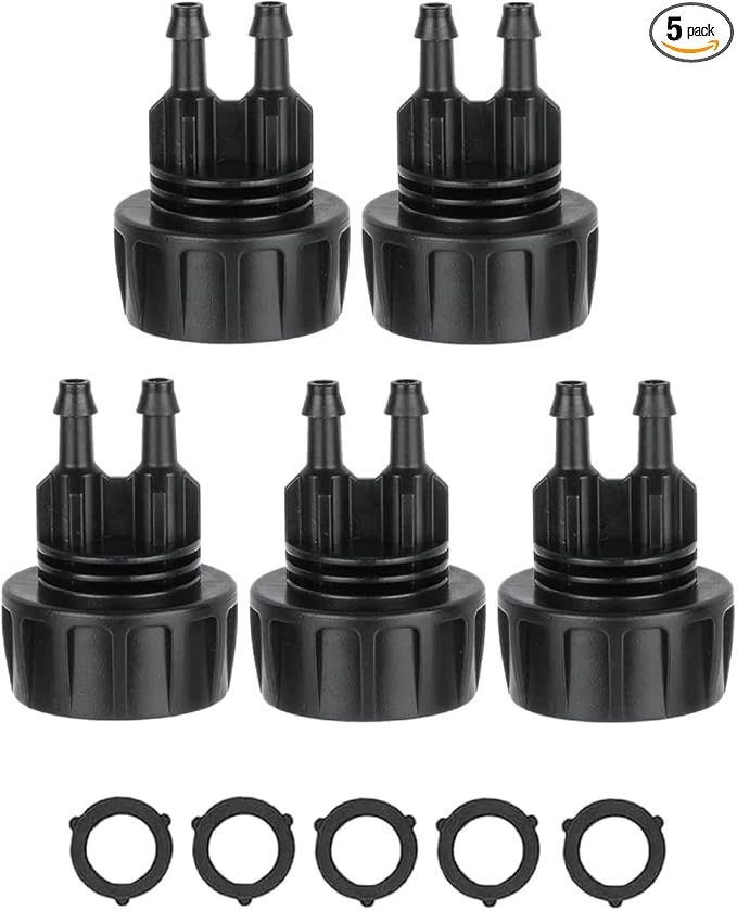 5 Pack Drip Irrigation Hose Connectors,1/4 Inch Drip Irrigation Tubing x 3/4 FHT Swivel Garden Faucet Dual Adapter, Convert 3/4" Garden Hose to 1/4" Drip Irrigation Parts