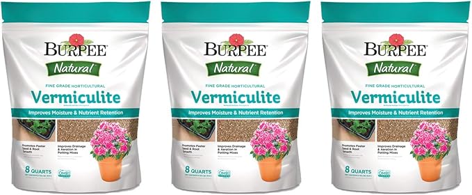 Burpee Fine Grade Horticultural Vermiculite, (3 Pack), 8 Quart (3 Pack)