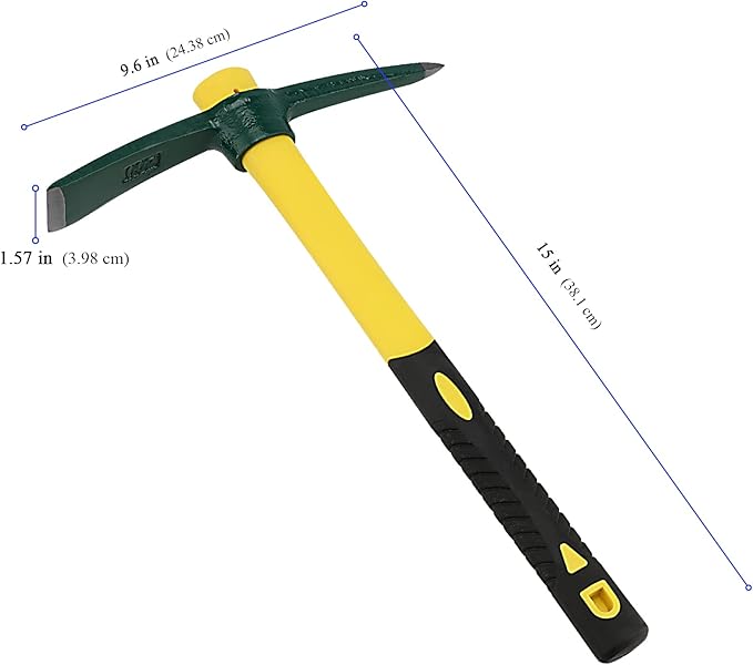 KEILEOHO 2 PCS 15 Inches Pick Mattock Hoe, Forged Weeding Garden Pick Axe with Fiberglass Handle, Weeding Mattock Hoe for Gardening, Loosening Soil, Camping