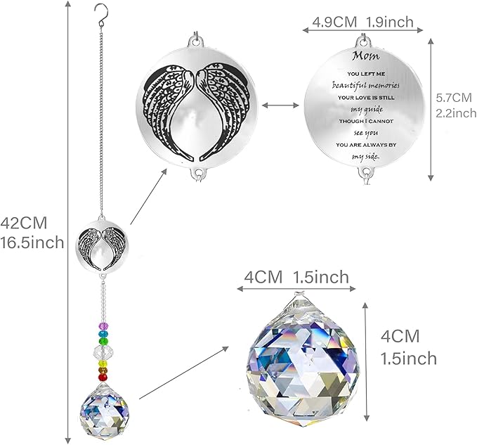 Memorial Gifts Crystal Suncatcher,Unique Sympathy Gifts for Loss of Loved One,Rainbow Maker Bereavement Gifts Box for Loss of Father Mom Dad Son Daughter Husband Brother Grandmother (Mom)