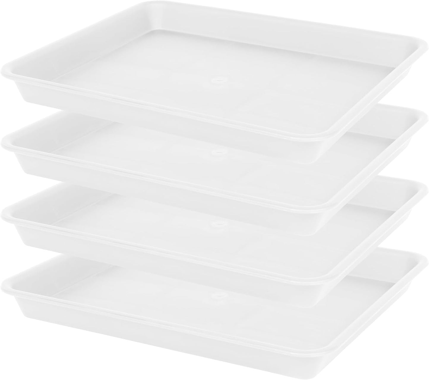 4 Pack Plant Saucer Tray, Plant Growing Nursery Trays, Heavy Sturdy Seed Starting Trays, Plant Starter Trays for Indoors No Holes, Seed Starter Growing Tray (17.5"x10.6", Creamy White)