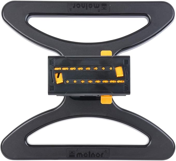 Melnor 65003-AMZ Mini Oscillating Sprinkler with Product Adapter Watering Set, On Base, Black, Yellow