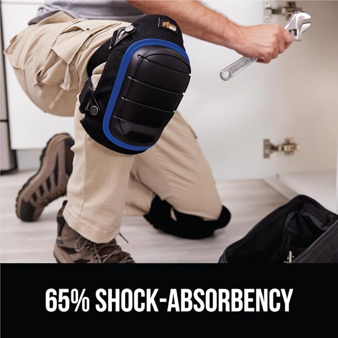 Gorilla Grip Adjustable Safety Knee Pad Set, Heavy Duty Durable Kneeling Pads for Work, Anti Slip Fasteners, Comfortable Gel Padding, Supportive Pads During Construction, Gardening Tool, Royal Blue