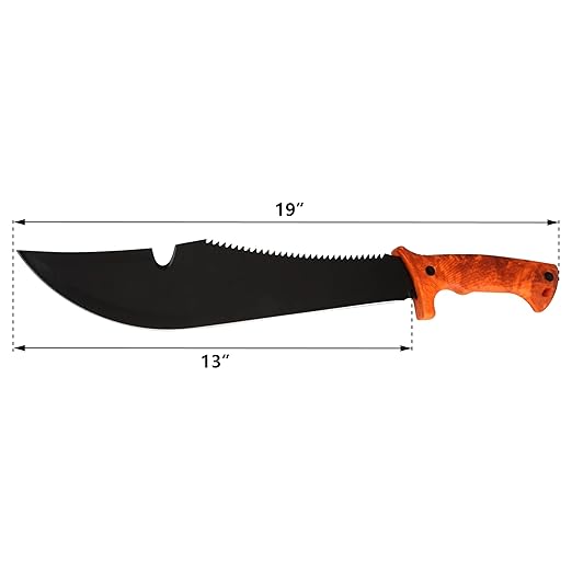 Olympia Tools Gardening Machete Knife with Nylon Sheath, Stainless Steel Blade, Ergonomic Handle, Ideal for Bushcraft, Chopping, Sawing, Camping, Hiking and Outdoor, Black