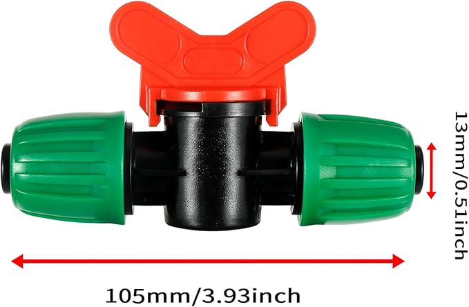 5 Pcs Drip Irrigation Switch Valve for (1/2" ID x0.6-0.63" OD) 16mm Barbed Locking Fitting Gate Valves(Switch Valve)