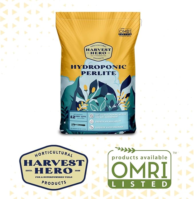 Perlite Horticultural Soil Amendment – Enhances Drainage and Aeration for Plants, Ideal for Root Cuttings, Seedlings, and Hydroponic Systems, OMRI-Listed, 100% Organic (12 QT)