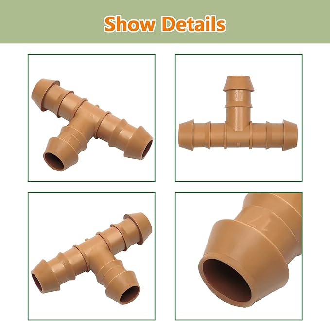 26 Pieces Drip Irrigation Fittings Tee Connectors for 1/2" Tubing, Barbed T 3 Way Connectors for 1/2 Inch Irrigation Tubing Drip Line Tees for Drip Sprinkler Garden Lawn Systems