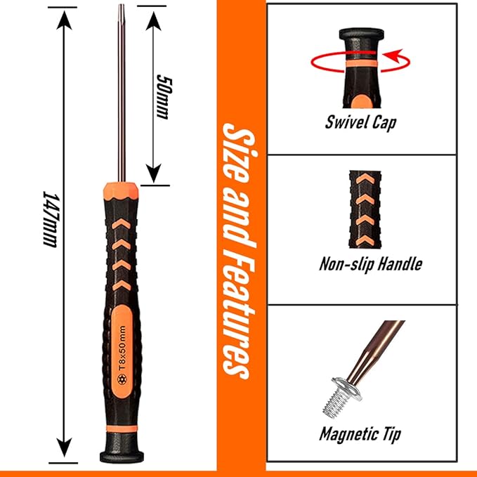 Torx Screwdriver Set of T2-T15, TECKMAN 10-Piece Magnetic Small Torx Security Screwdrivers with T2 T3 T4 T5 T6 T7 T8 T9 T10 T15 Star Screwdriver Tool Kit for Xbox,PS3,PS4,Knife,Computer & Other Device